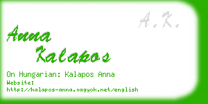 anna kalapos business card